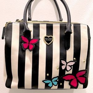 Betsy Johnson NWOT Striped purse/bag butterflies